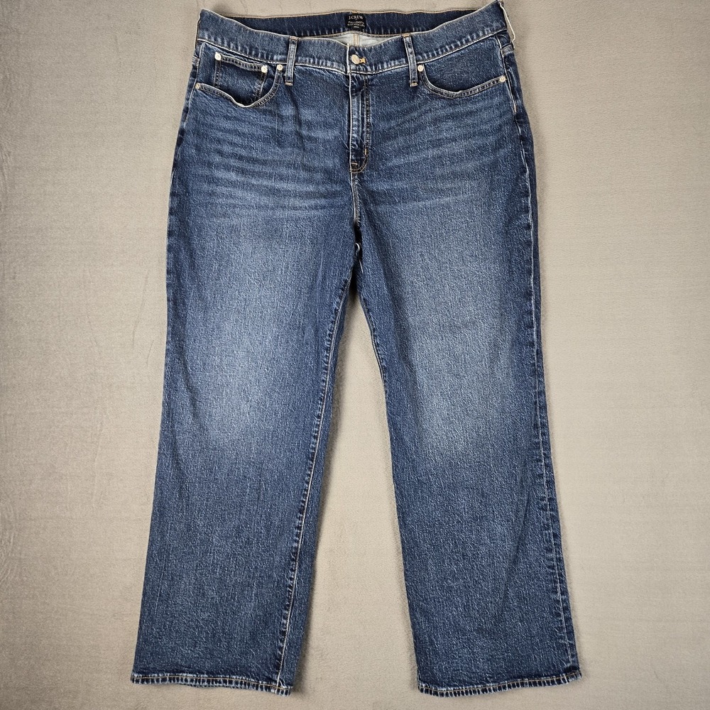 J Crew Jeans Womens 35 Denim Full Length Slim‎ Wide Leg Baggy Med Wash Stretch